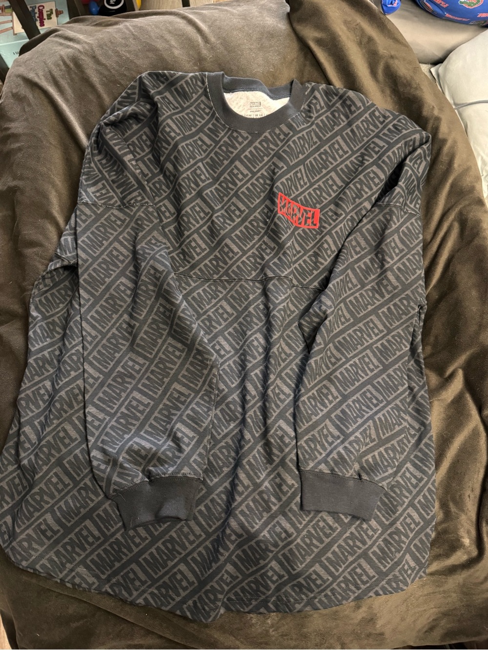Marvel Black & Gray All-Over Logo spirit Jersey with Red Chest Patch